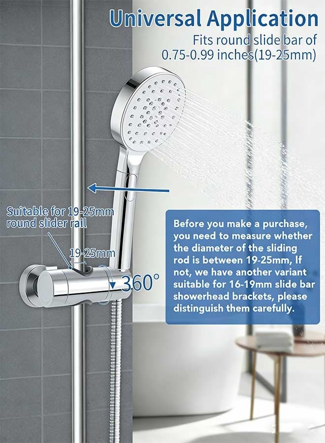 RAWAID 19-25MM Adjustable ABS Replacement Hand Shower Rail Head Slider Clamp Holder Bracket, Chrome Plated - Image 2